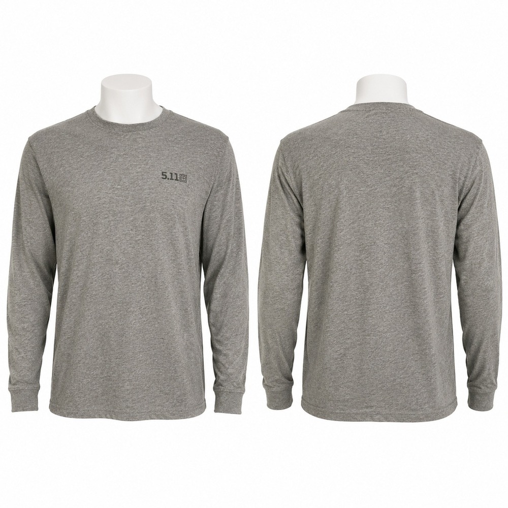 5.11 Tactical Men's Medium Gray Heather Long Sleeve Logo T-Shirt Crewneck